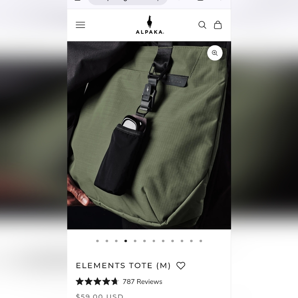 Alpaka Elements "BLACK" Tote Medium Unisex - Picture 6 of 12